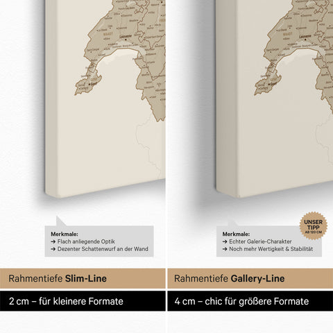 DACH-Karte TRAVEL® Pinn-Leinwand – Desert Sand (Beige)