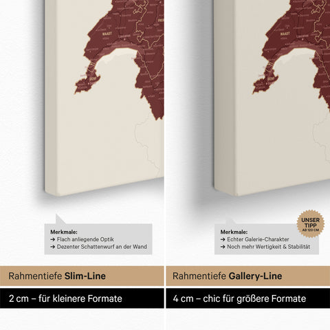 DACH-kort TRAVEL® Canvas med nåle – Bordeaux Rød