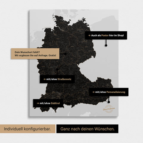 Vielfältige Konfigurationsmöglichkeiten einer DACH-Karte in Light Black