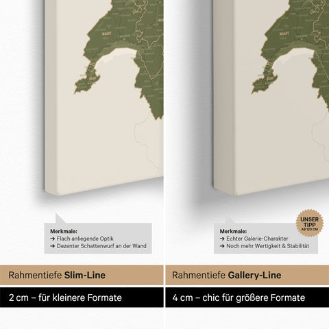 DACH-kort TRAVEL® Canvas med nåle – Olivengrøn