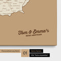 DACH-Karte als Pinnwand Leinwand in Treasure Gold mit Personalisierung und Eindruck mit deinem Namen
