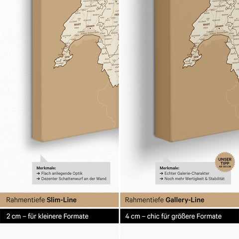 DACH-Karte TRAVEL® Pinn-Leinwand – Treasure Gold