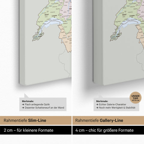 Politisk DACH-kort TRAVEL® Canvas med nåle – Multicolor Atlas