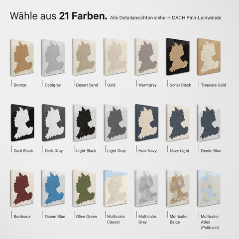 DACH-kort TRAVEL® Premium plakat – i 21 farver
