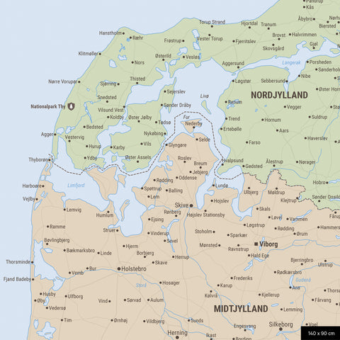 Politisk Danmarkskort TRAVEL® Lærred til nåle (Opslagstavle) – Multicolor Atlas