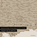 Ausschnitte einer Deutschlandkarte mit Bayern als Pinn-Leinwand in Desert Sand (Beige) mit Bergen, Seen und 2.500 Orten