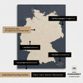 Vielfältige Konfigurationsmöglichkeiten einer Deutschland-Karte als Pinn-Leinwand in Hale Navy