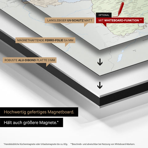 Tysklandskort TRAVEL® Magnettavle – Multifarvet Atlas