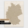 Neutrale und schlichte Ausführung einer magnetischen Deutschland-Karte in Desert Sand