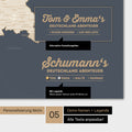 Magnetboard Deutschland-Karte in Hale Navy mit Personalisierung als Logo mit Familiennamen