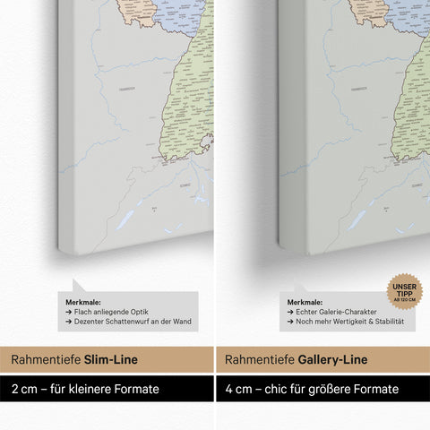 Tysklandskort TRAVEL® Canvas med nåle – Multifarvet Atlas (Politisk Kort)