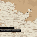 Detail einer Deutschland-Karte als Pinn-Leinwand in Treasure Gold mit Postleitzahlen von Schleswig-Holstein