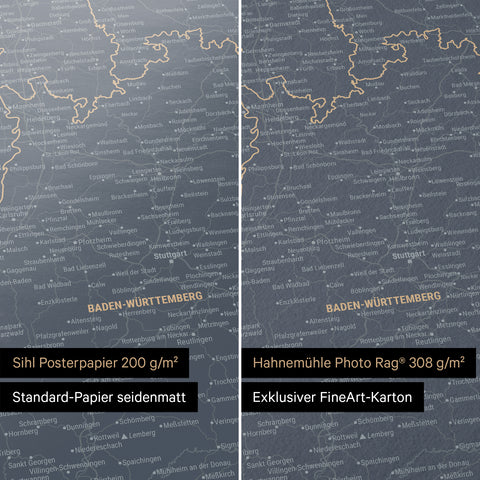 Tysklandskort TRAVEL® Premium plakat – Denim Blå