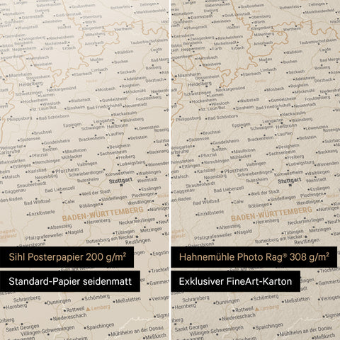Tysklandskort TRAVEL® Premium plakat – Guld
