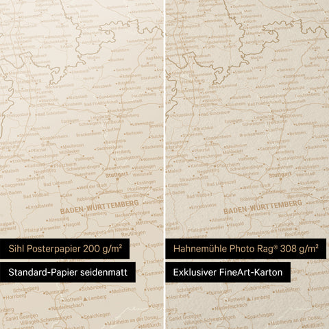 Tysklandskort TRAVEL® Premium plakat – Hale Navy (Mørkeblå-Guld)