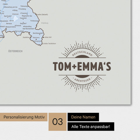 Tysklandskort TRAVEL® Premium plakat – Multifarvet Atlas