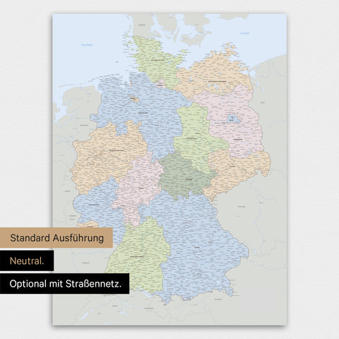 Tysklandskort TRAVEL® Premium plakat – Multifarvet Atlas
