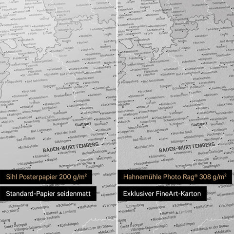 Tysklandskort TRAVEL® Premium plakat – Multifarvet Grå