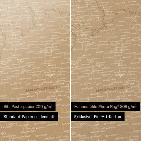 Tysklandskort TRAVEL® Premium plakat – Sonar Black (Sort-Guld)