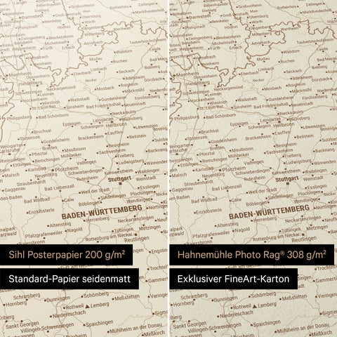 Tysklandskort TRAVEL® Premium plakat – Treasure Gold