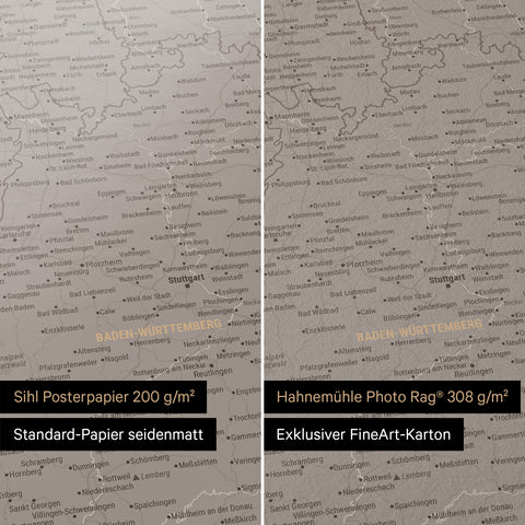 Tysklandskort TRAVEL® Premium plakat – Warmgray (Brun-Grå)
