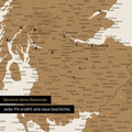 Detail einer England- & Großbritannien-Karte als Pinn-Leinand in Farbe Bronze mit Kartenausschnitt von Schottland