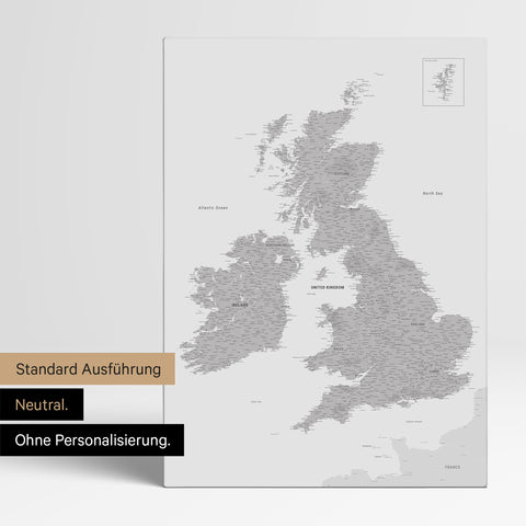 Neutrale Ausführung einer England- & Großbritannien-Karte in Farbe Coolgray ohne Personalisierung