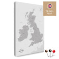 England- & Großbritannien-Karte mit Irland in Farbe Coolgray als Pinnwand Leinwand zum Pinnen und Markieren von Reisezielen