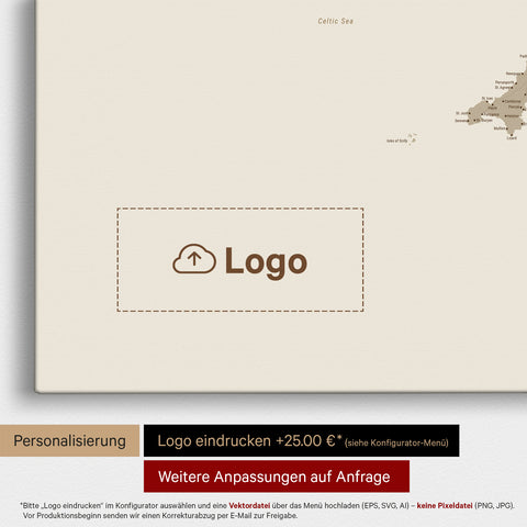 England (Storbritannien) & Irland Kort TRAVEL® Lærred til nåle – Desert Sand