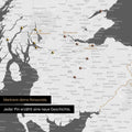 Detail einer England- & Großbritannien-Karte als Pinn-Leinand in Farbe Dunkelgrau mit Kartenausschnitt von Schottland