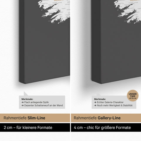 UK England & Irland-kort TRAVEL® Canvas med nåle – Dark Gray (Mørkegrå)