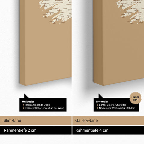 UK England & Irland-kort TRAVEL® Canvas med nåle – Treasure Gold