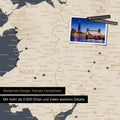 Ausschnitt einer Landkarte von Wales und England in Farbe Hale Navy (Blau-Gold) mit Pins zur Markierung von besuchten Reisezielen