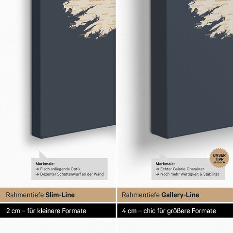 UK England & Irland-kort TRAVEL® Canvas med nåle – Hale Navy (Mørkeblå)