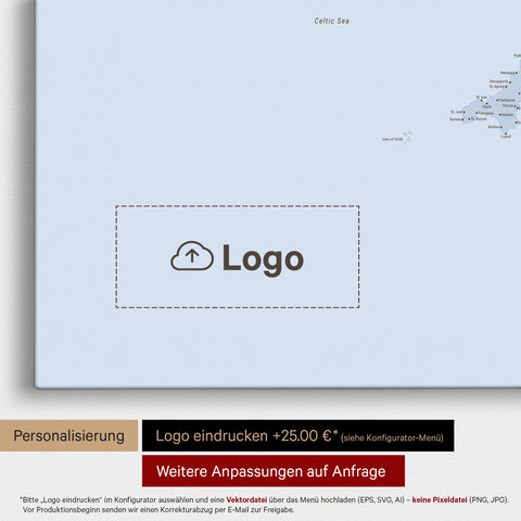 England (Storbritannien) & Irland Kort TRAVEL® Lærred til nåle – Multicolor Atlas
