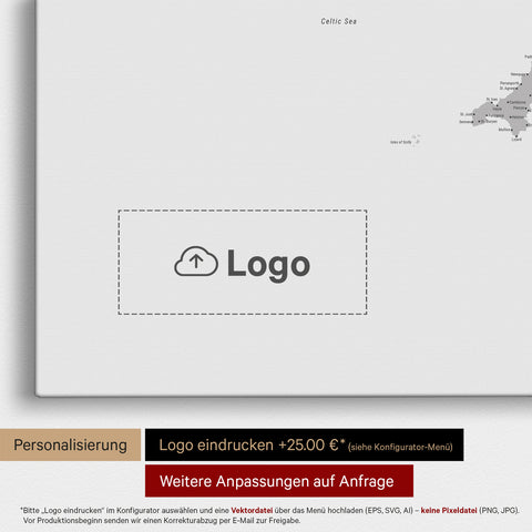 England (Storbritannien) & Irland Kort TRAVEL® Lærred til nåle – Multicolor Grå