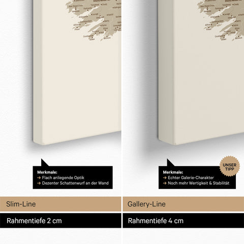UK England & Irland-kort TRAVEL® Canvas med nåle – Desert Sand (Beige)