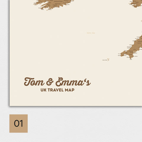 England (Storbritannien) & Irland Kort TRAVEL® Magnettavle – i 21 farver