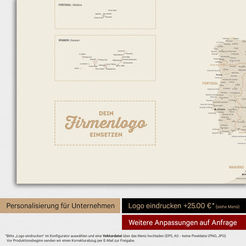 Europakort TRAVEL® Magnettavle – Guld