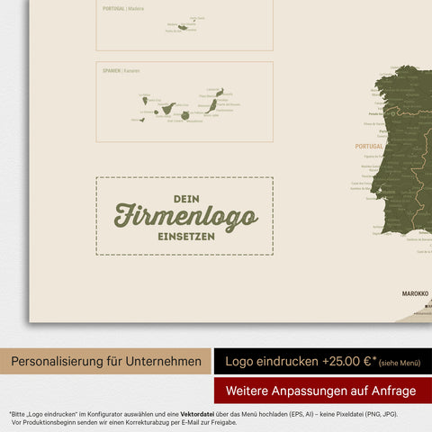 Europakort TRAVEL® Magnettavle – Olivengrøn