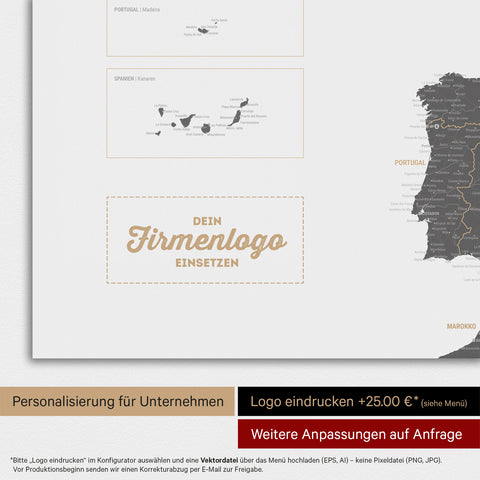 Europakort TRAVEL® Magnettavle – Lysegrå