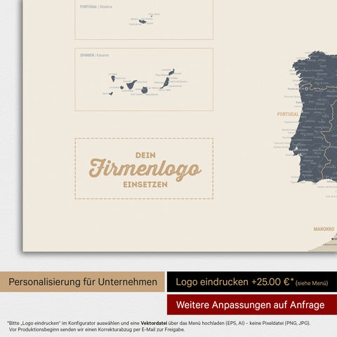 Europakort TRAVEL® Magnettavle – Navy Light