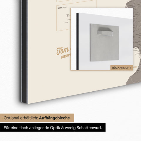 Europakort TRAVEL® Magnettavle – Warmgray (Brun-Grå)