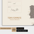 Magnetboard Europakarte in Warmgray (Braun-Grau) mit Personalisierung im Vintage-Stil