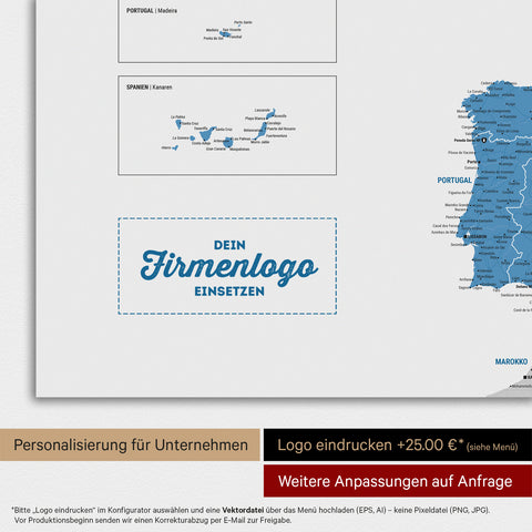 Europakort TRAVEL® Magnetisk plakat – Oceanblå