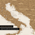 Detail einer magnetischen Europa Landkarte als Magnet-Poster in Bronze zeigt einen Ausschnitt von Italien, Kroatien und Griechenland