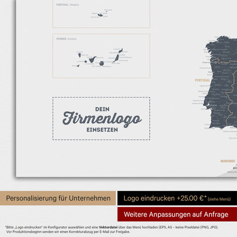 Europakort TRAVEL® Magnetisk plakat – Denimblå
