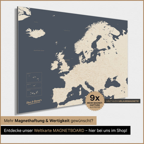 Europakort TRAVEL® Magnetisk plakat – Hale Navy