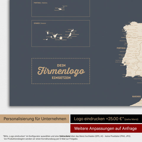 Europakort TRAVEL® Magnetisk plakat – Hale Navy