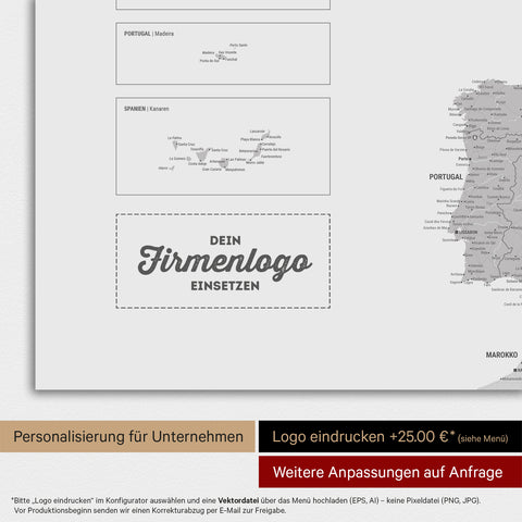 Europakort TRAVEL® Magnetisk plakat – Coolgray (Lysegrå)